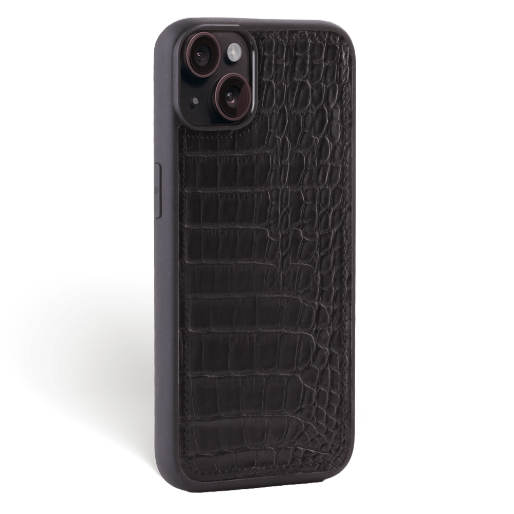 Iphone 15 Case   Alligator Leather   Sport Case   Black   No Metalware   Versailles   Tilt Iphone 15 Case   Alligator Leather   Sport Case   Black   No Metalware   Versailles   Tilt