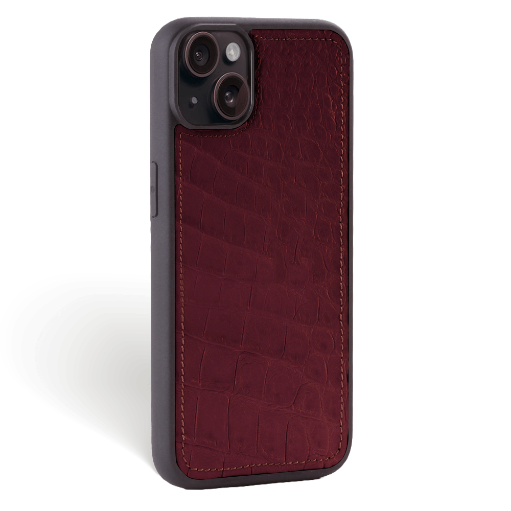 Iphone 15 Case   Alligator Leather   Sport Case   Burgundy   No Metalware   Versailles   Tilt Iphone 15 Case   Alligator Leather   Sport Case   Burgundy   No Metalware   Versailles   Tilt