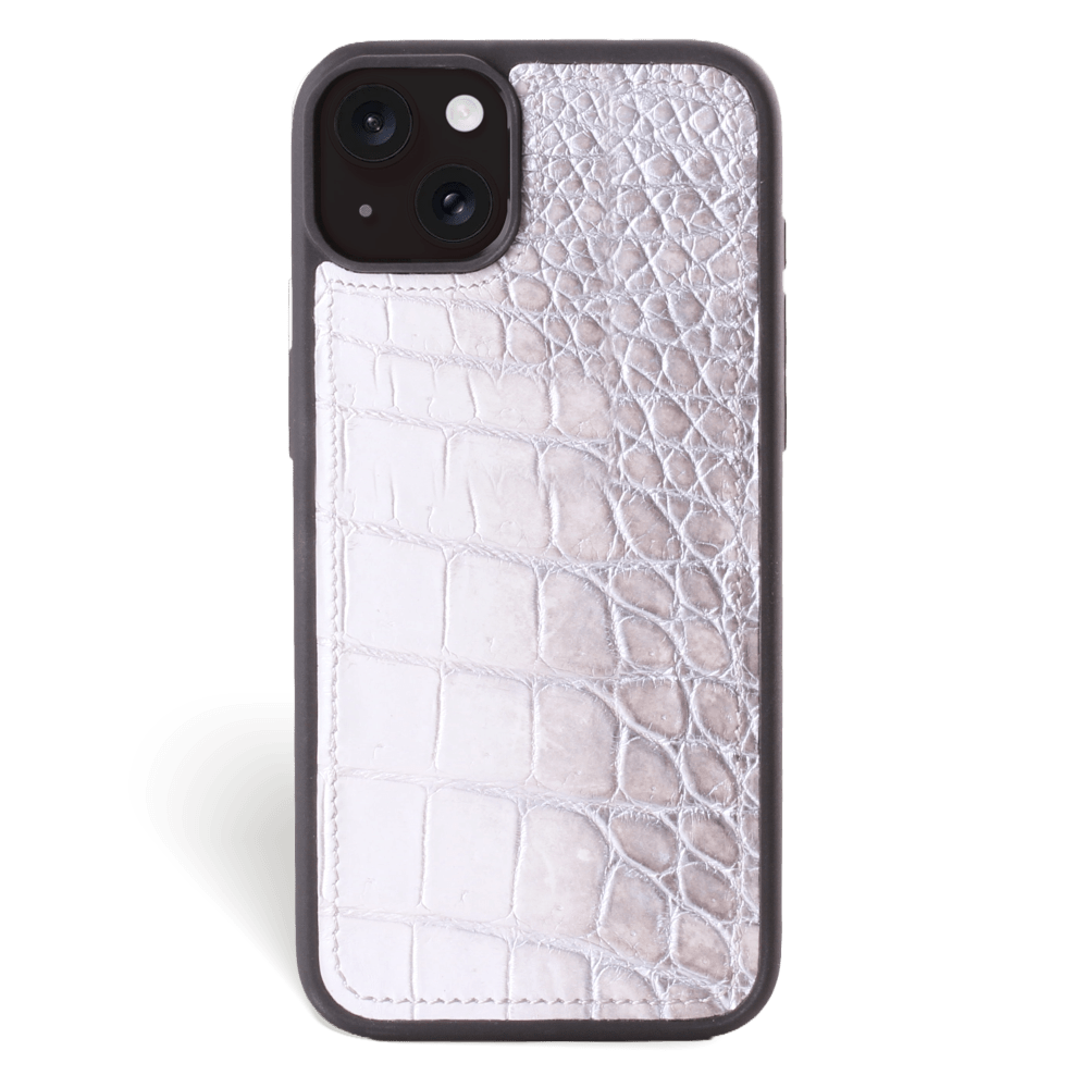 Iphone 15 Case   Crocodylus Leather   Sport Case   Himalaya Silver   No Metalware   Versailles   Front Iphone 15 Case   Crocodylus Leather   Sport Case   Himalaya Silver   No Metalware   Versailles   Front