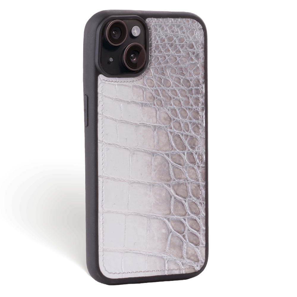 Iphone 15 Case   Crocodylus Leather   Sport Case   Himalaya Silver   No Metalware   Versailles   Tilt Iphone 15 Case   Crocodylus Leather   Sport Case   Himalaya Silver   No Metalware   Versailles   Tilt