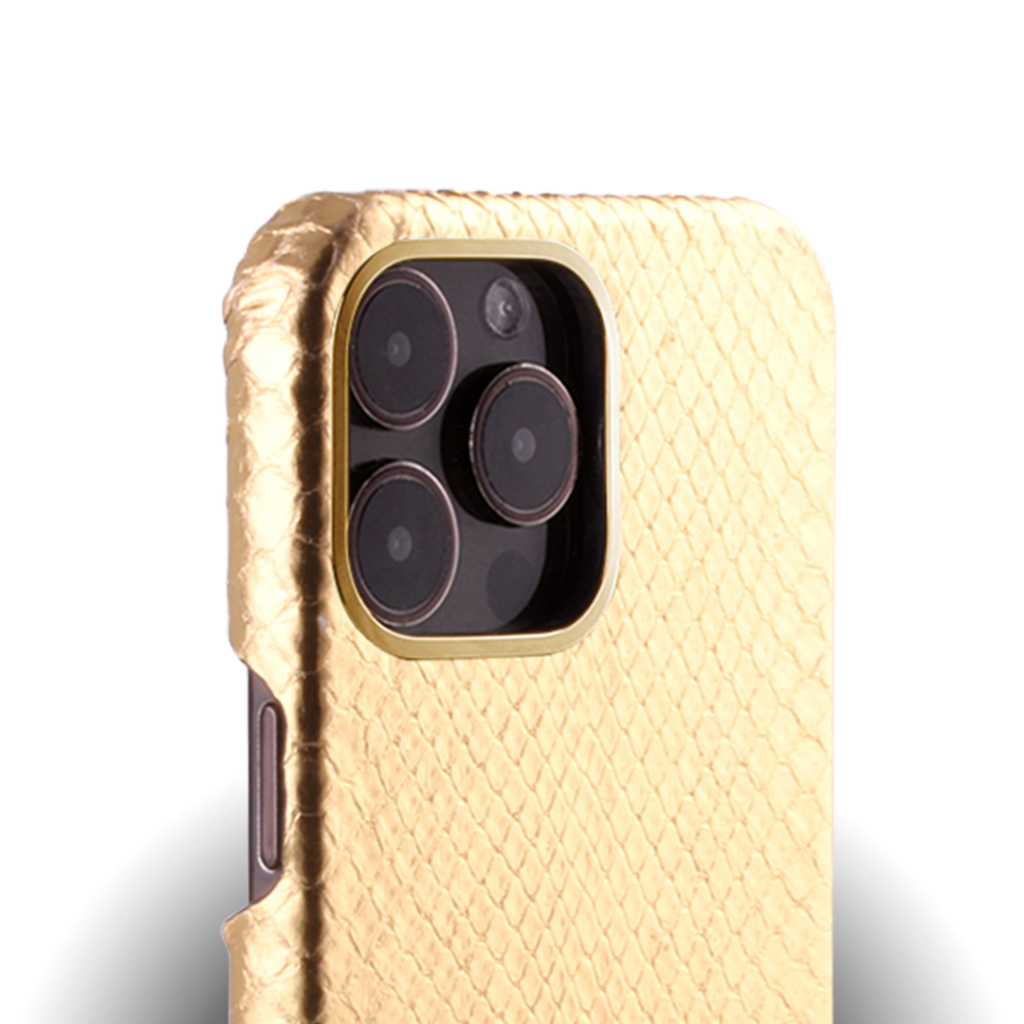 Case Type Iphone 15 Pro Max Case   Phyton Leather   Premium   Bubble Gum   Gold Metalware   Versailles   Tilted 2
