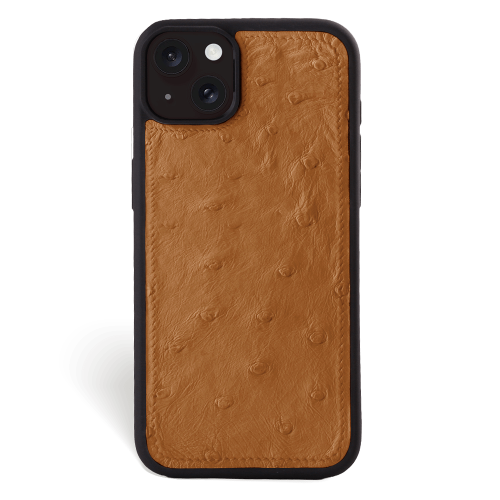 Iphone 15 Case   Ostrich Leather   Sport Case   Chestnut   No Metalware   Versailles   Front Iphone 15 Case   Ostrich Leather   Sport Case   Chestnut   No Metalware   Versailles   Front
