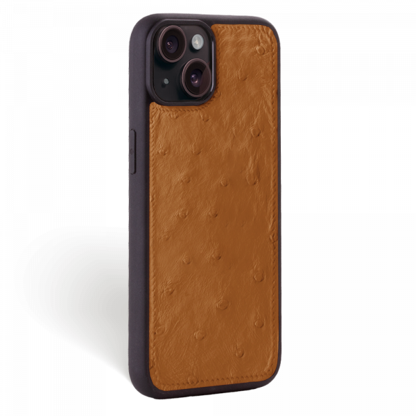 Iphone 15 Case   Ostrich Leather   Sport Case   Chestnut   No Metalware   Versailles   Tilt