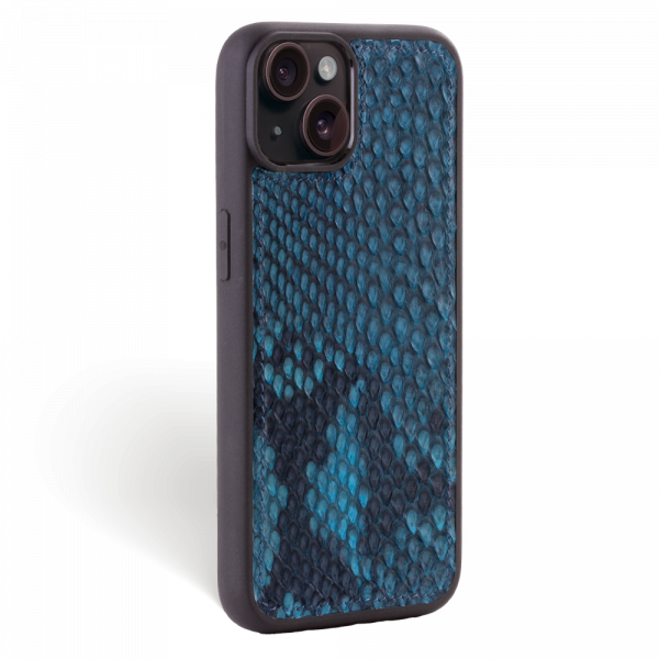 Iphone 15 Case   Python Leather   Sport Case   Lagoon Blue   No Metalware   Versailles   Tilt