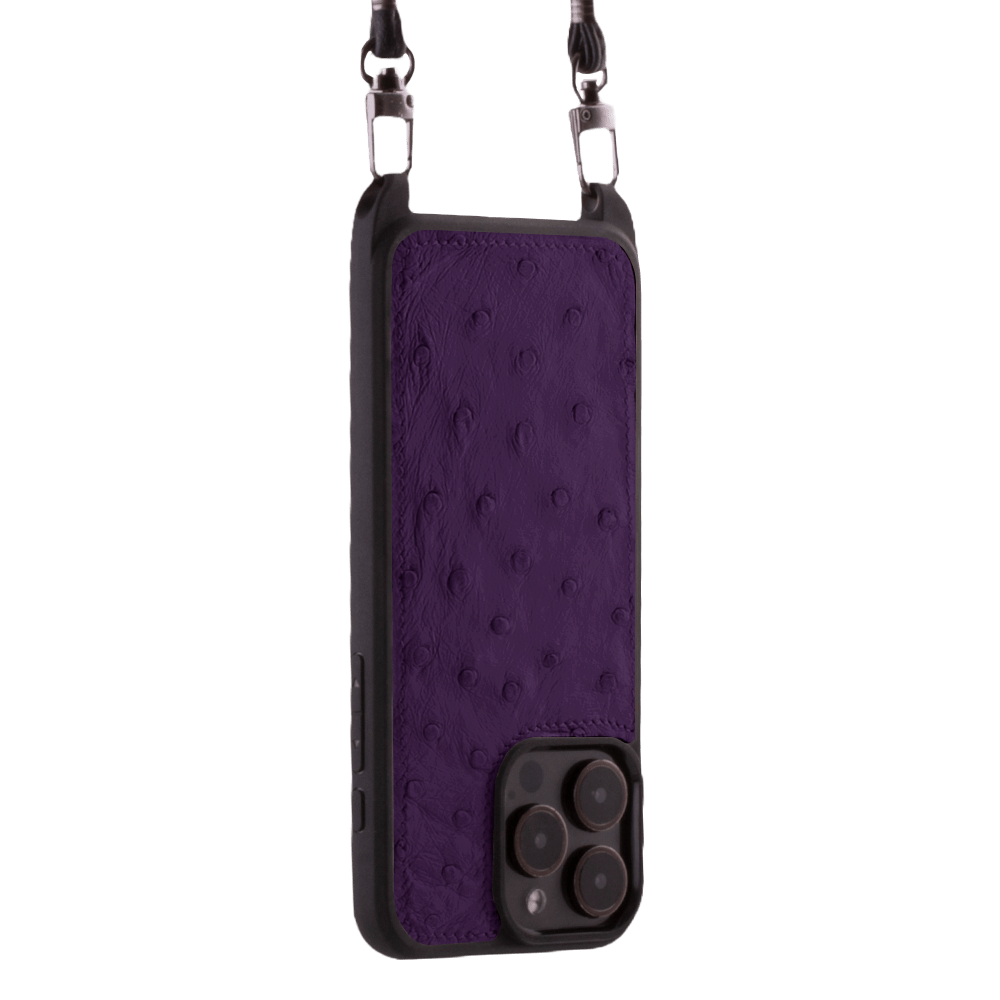 Iphone 15 Pro Max Case   Ostrich Leather   Sling   Purple   No Metalware   Versailles   Tilt Iphone 15 Pro Max Case   Ostrich Leather   Sling   Purple   No Metalware   Versailles   Tilt