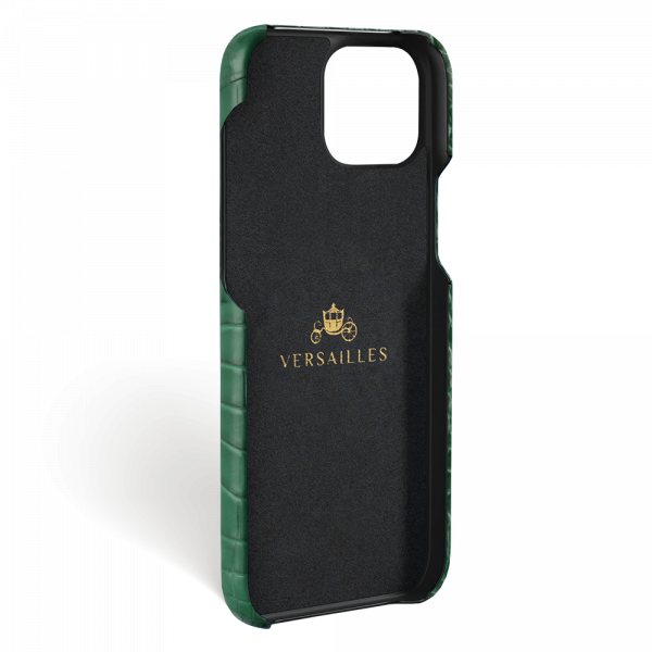 Iphone 15 Case   Alligator Leather   Signature   Mint Green   No Metalware   Versailles   Inside