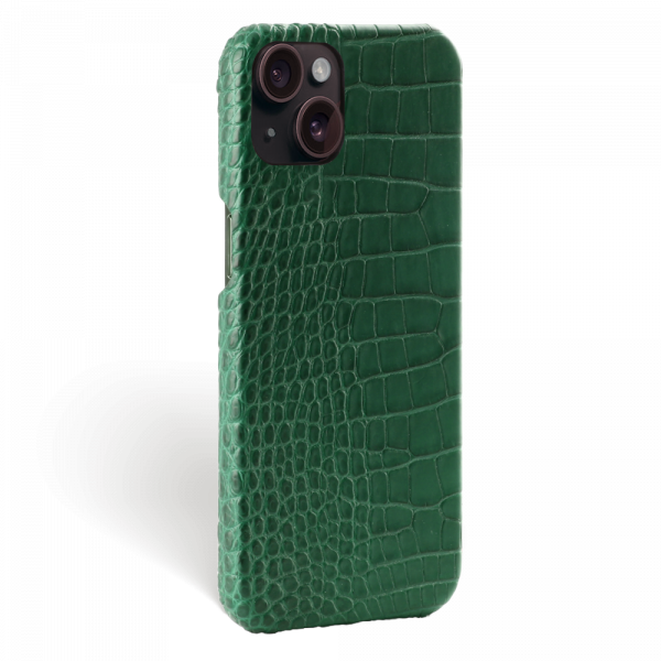 Iphone 15 Case   Alligator Leather   Signature   Mint Green   No Metalware   Versailles   Tilt