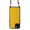 Iphone 15 Case   Alligator Leather   Sling   Yellow   No Metalware   Versailles   Front