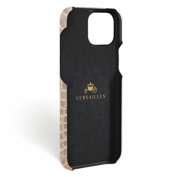 Iphone 15 Case   Crocodylus Leather   Signature   Himalaya Gold   No Metalware   Versailles   Inside