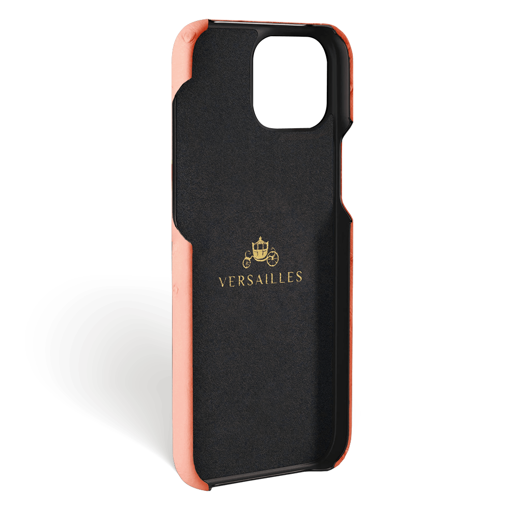 Iphone 15 Case   Ostrich Leather   Signature   Orange   No Metalware   Versailles   Inside Iphone 15 Case   Ostrich Leather   Signature   Orange   No Metalware   Versailles   Inside