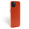Iphone 15 Case   Ostrich Leather   Signature   Orange   No Metalware   Versailles   Tilt
