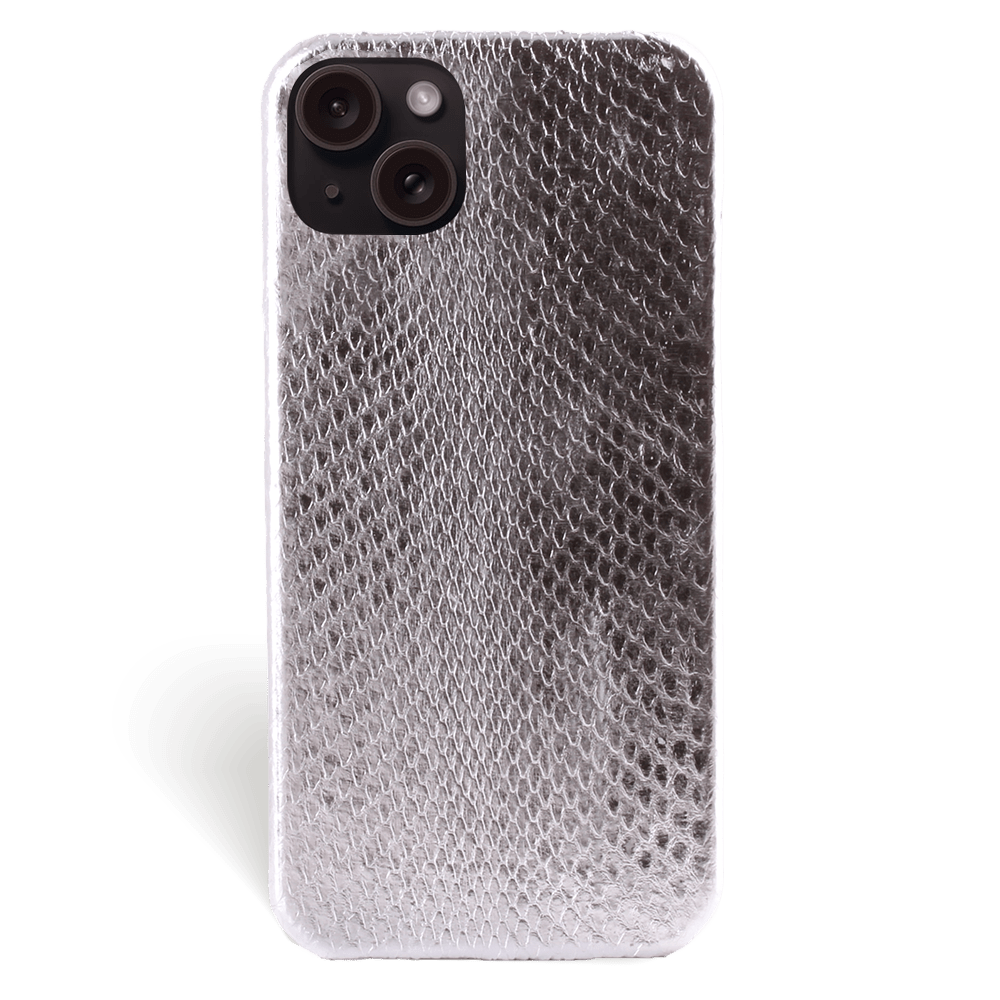 Iphone 15 Case   Phyton Leather   Signature   Silver   No Metalware   Versailles   Front Iphone 15 Case   Phyton Leather   Signature   Silver   No Metalware   Versailles   Front