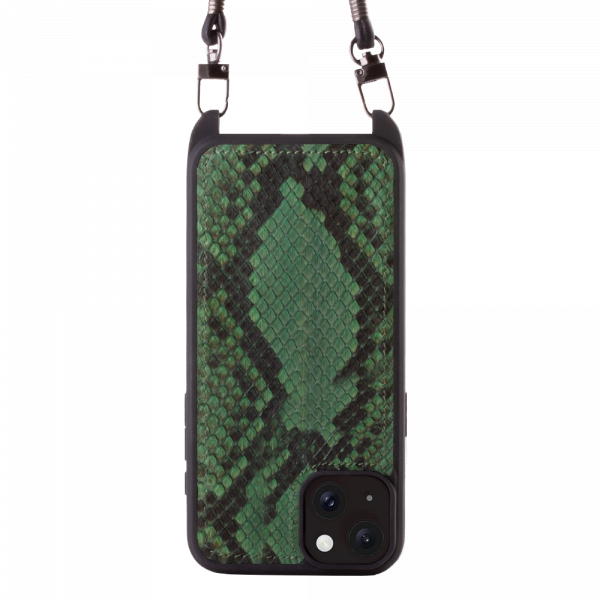 Iphone 15 Case   Python Leather   Sling   Forest Green   No Metalware   Versailles   Front