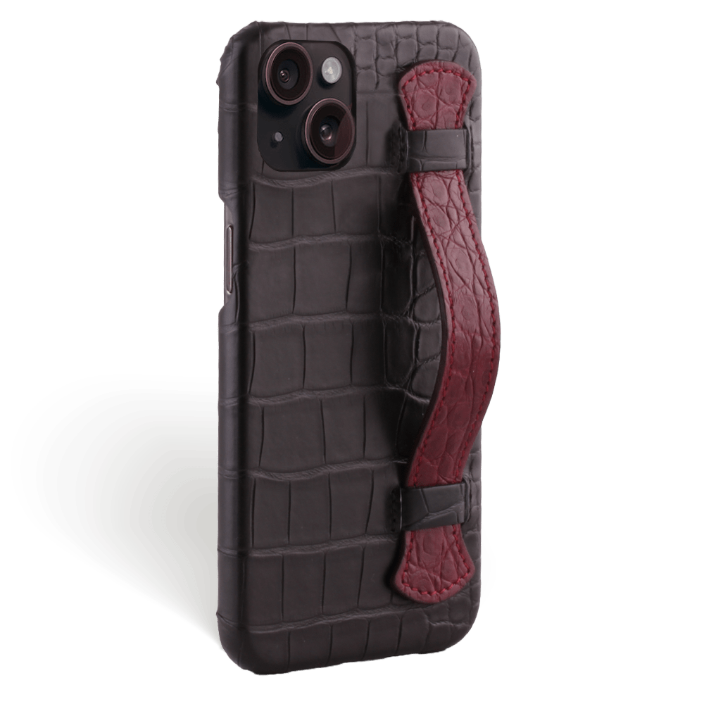 Iphone 15 Case Alligator Leather Handle Case Burgundy Versailles Tilt Iphone 15 Case Alligator Leather Handle Case Burgundy Versailles Tilt