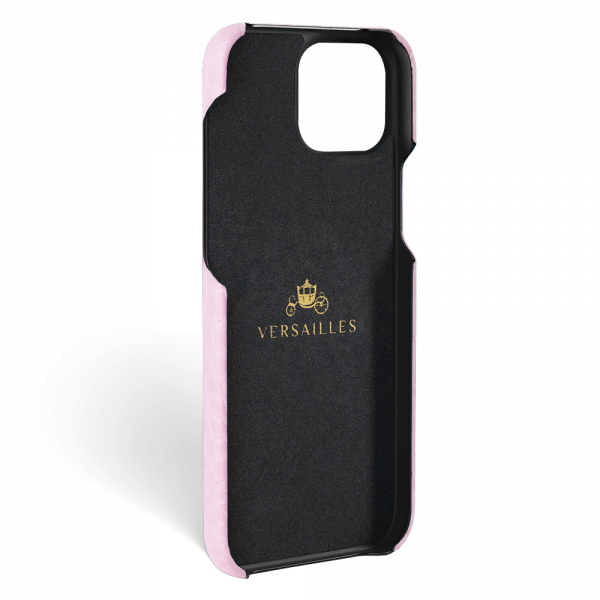 Iphone 15 Plus Case   Alligator Leather   Signature   Pink   No Metalware   Versailles   Inside