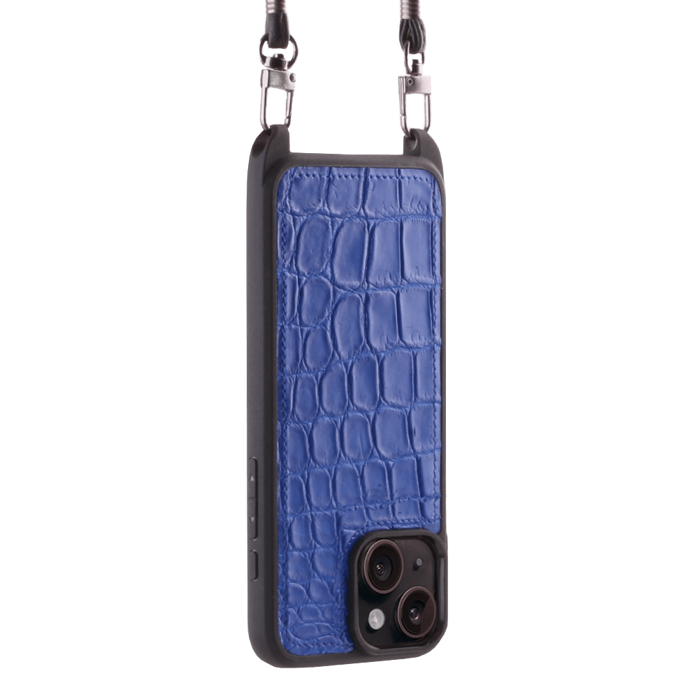 Iphone 15 Plus Case   Alligator Leather   Sling   Royal Blue   No Metalware   Versailles   Tilt Iphone 15 Plus Case   Alligator Leather   Sling   Royal Blue   No Metalware   Versailles   Tilt