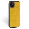 Iphone 15 Plus Case   Alligator Leather   Sport Case   Yellow   No Metalware   Versailles   Tilt