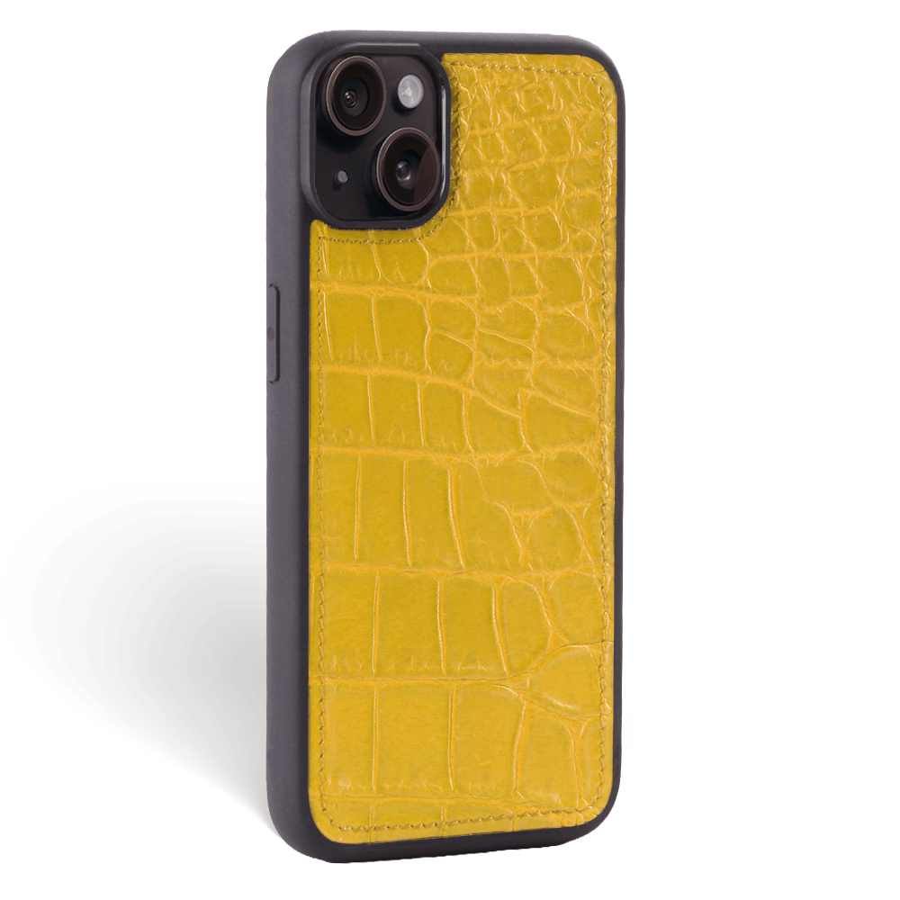 Iphone 15 Plus Case   Alligator Leather   Sport Case   Yellow   No Metalware   Versailles   Tilt Iphone 15 Plus Case   Alligator Leather   Sport Case   Yellow   No Metalware   Versailles   Tilt