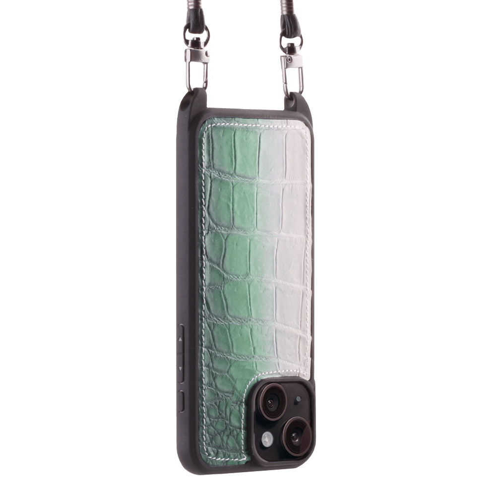 Iphone 15 Plus Case   Himalaya Leather   Sling   Himalaya Green   No Metalware   Versailles   Tilt Iphone 15 Plus Case   Himalaya Leather   Sling   Himalaya Green   No Metalware   Versailles   Tilt