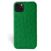 Iphone 15 Plus Case   Ostrich Leather   Signature   Green Kentucky   No Metalware   Versailles   Front