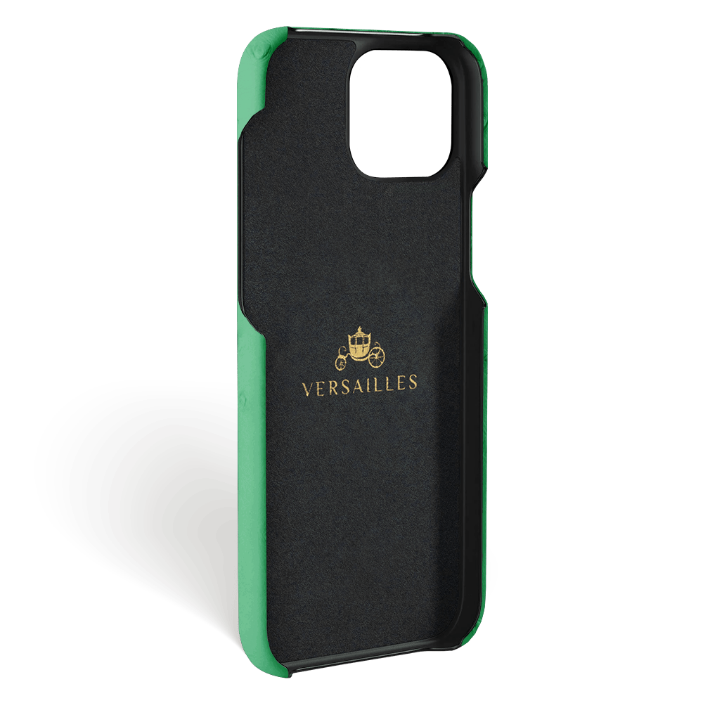 Iphone 15 Plus Case   Ostrich Leather   Signature   Green Kentucky   No Metalware   Versailles   Inside Iphone 15 Plus Case   Ostrich Leather   Signature   Green Kentucky   No Metalware   Versailles   Inside