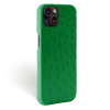 Iphone 15 Plus Case   Ostrich Leather   Signature   Green Kentucky   No Metalware   Versailles   Tilt
