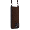 Iphone 15 Plus Case   Ostrich Leather   Sling   Chocolate   No Metalware   Versailles   Tilt