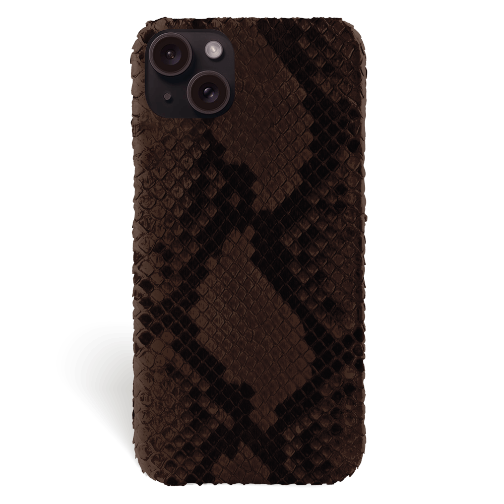 Iphone 15 Plus Case   Phyton Leather   Signature   Moka Brown   No Metalware   Versailles   Front Iphone 15 Plus Case   Phyton Leather   Signature   Moka Brown   No Metalware   Versailles   Front