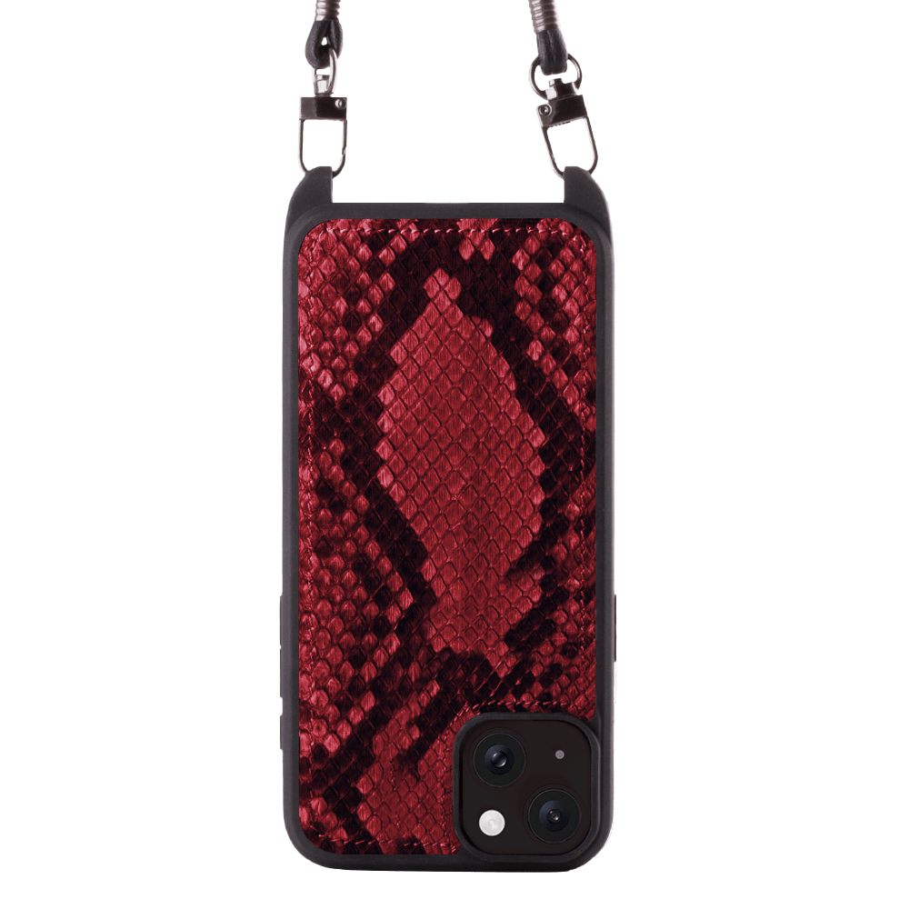 Iphone 15 Plus Case   Python Leather   Sling   Red Devil   No Metalware   Versailles   Front Iphone 15 Plus Case   Python Leather   Sling   Red Devil   No Metalware   Versailles   Front