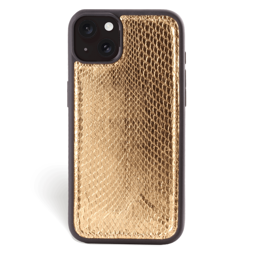Iphone 15 Plus Case   Python Leather   Sport Case   Gold   No Metalware   Versailles   Front Iphone 15 Plus Case   Python Leather   Sport Case   Gold   No Metalware   Versailles   Front