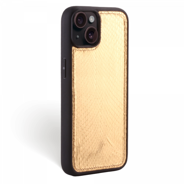 Iphone 15 Plus Case   Python Leather   Sport Case   Gold   No Metalware   Versailles   Tilt