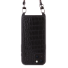 Iphone 15 Plus Case   Sustainable Alligator Leather   Sling   Black   No Metalware   Versailles   Front