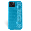 Iphone 15 Plus Case   Alligator Leather   Handle Case   Full Color Curacao Blue   Versailles   Front