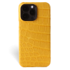 Iphone 15 Pro Case   Alligator Leather   Premium   Yellow   Black Metalware   Versailles   Front