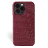 Iphone 15 Pro Case   Alligator Leather   Signature   Burgundy   No Metalware   Versailles   Front