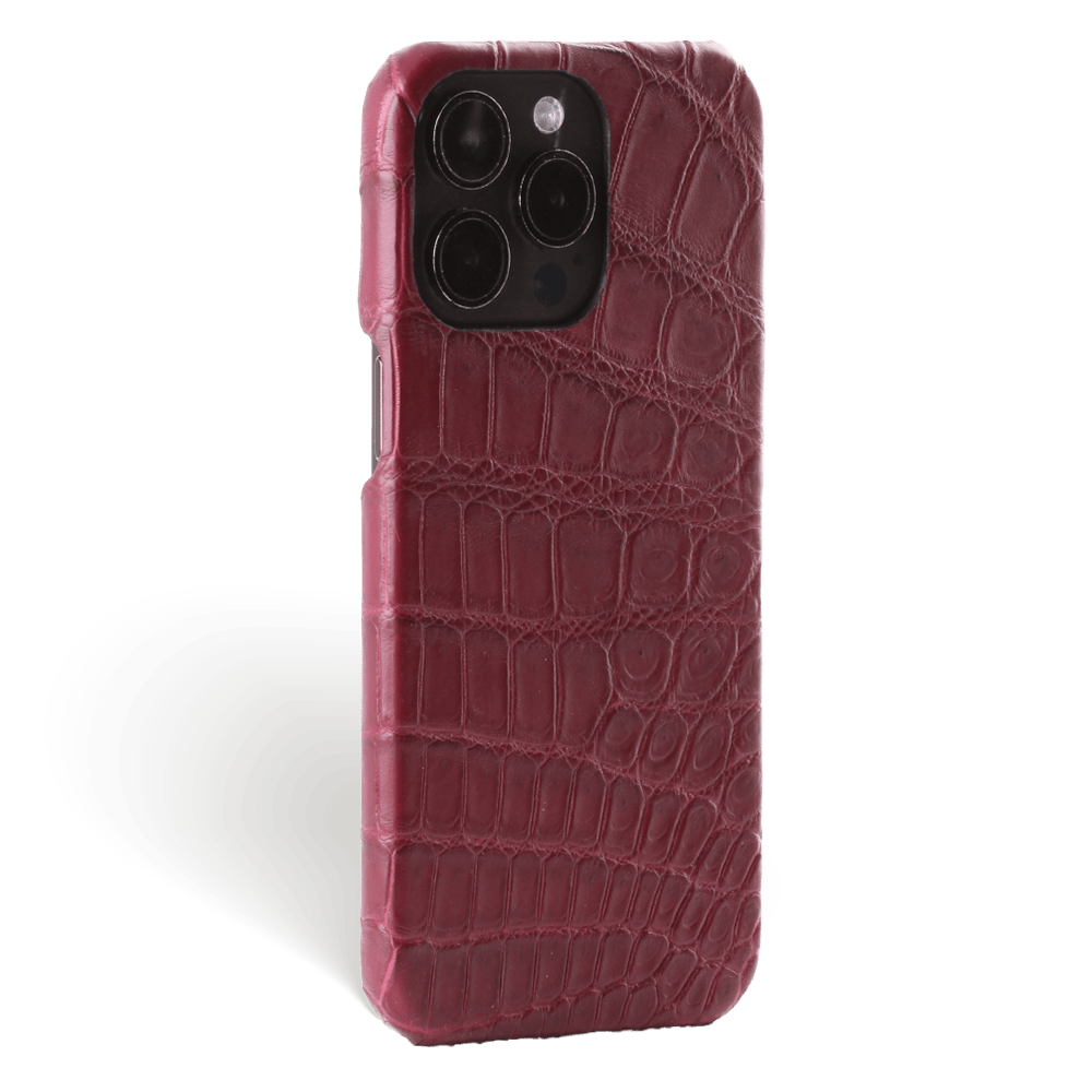 Iphone 15 Pro Case   Alligator Leather   Signature   Burgundy   No Metalware   Versailles   Tilt Iphone 15 Pro Case   Alligator Leather   Signature   Burgundy   No Metalware   Versailles   Tilt
