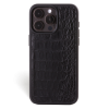 Iphone 15 Pro Case   Alligator Leather   Sport Case   Black   No Metalware   Versailles   Front
