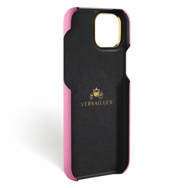 Iphone 15 Pro Case   Calf Leather   Premium   Fuchsia   Gold Metalware   Versailles   Inside