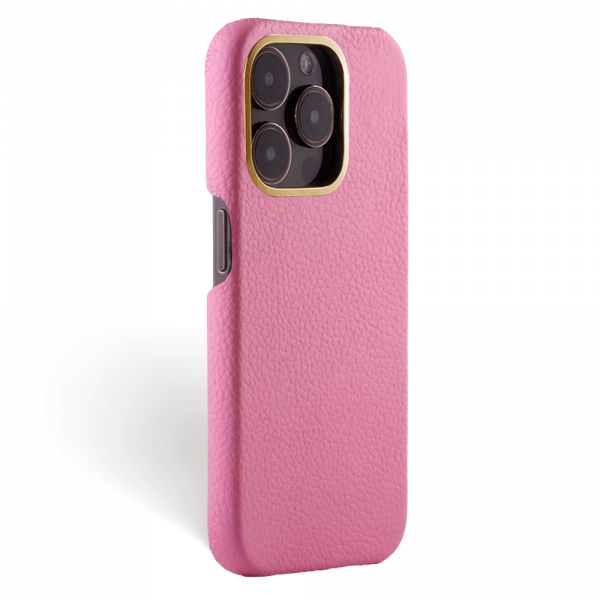 Iphone 15 Pro Case   Calf Leather   Premium   Fuchsia   Gold Metalware   Versailles   Tilt