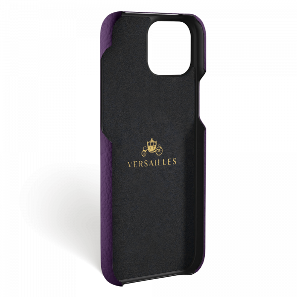 Iphone 15 Pro Case   Calf Leather   Signature   Purple   No Metalware   Versailles   Inside