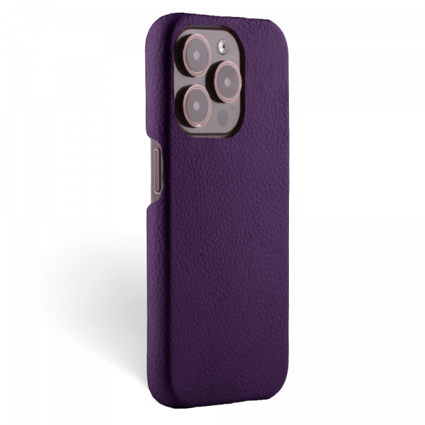Iphone 15 Pro Case   Calf Leather   Signature   Purple   No Metalware   Versailles   Tilt