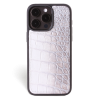 Iphone 15 Pro Case   Crocodylus Leather   Sport Case   Himalaya Silver   No Metalware   Versailles   Front