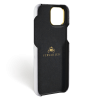 Iphone 15 Pro Case   Ostrich Leather   Premium   Grey   Gold Metalware   Versailles   Inside