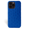 Iphone 15 Pro Case   Ostrich Leather   Signature   Royal Blue   No Metalware   Versailles   Front