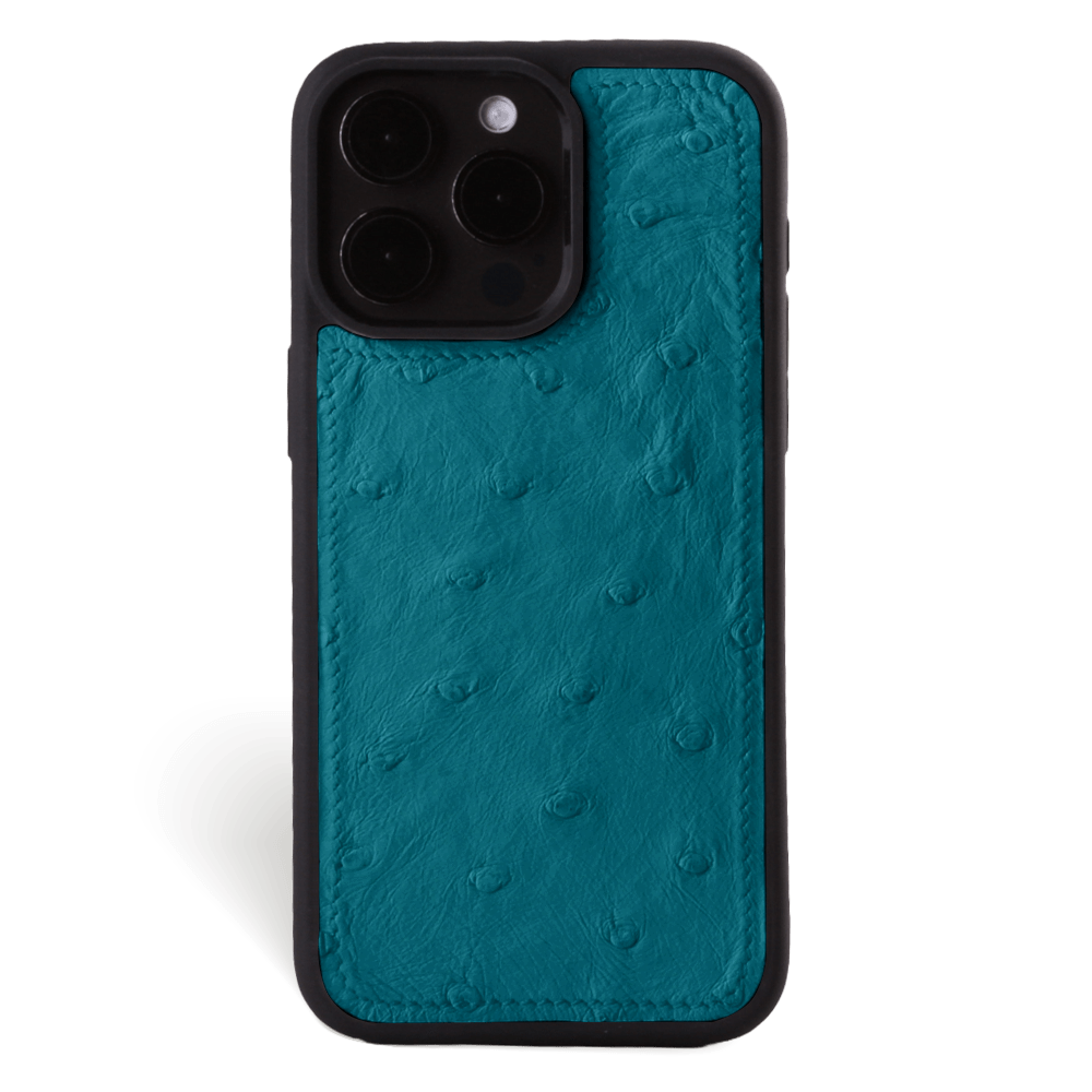 Iphone 15 Pro Case   Ostrich Leather   Sport Case   Duck Blue   No Metalware   Versailles   Front Iphone 15 Pro Case   Ostrich Leather   Sport Case   Duck Blue   No Metalware   Versailles   Front