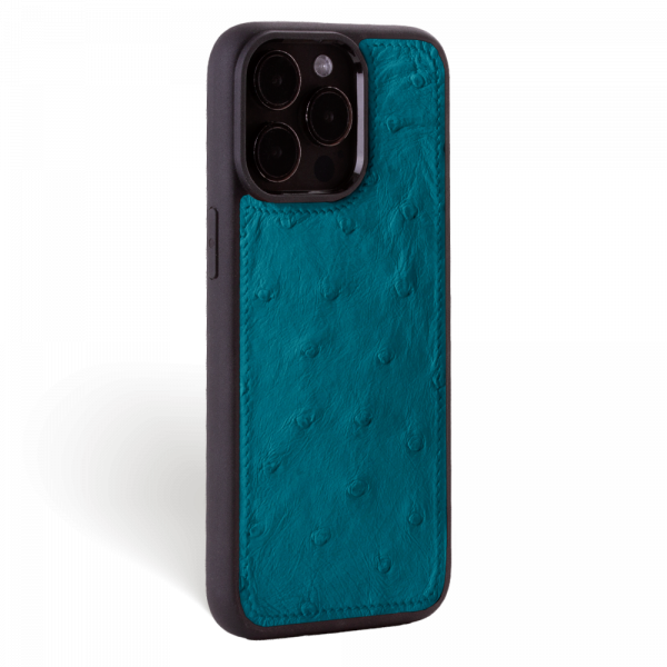 Iphone 15 Pro Case   Ostrich Leather   Sport Case   Duck Blue   No Metalware   Versailles   Tilt