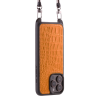 Iphone 15 Pro   Case   Alligator Leather   Sling   Orange   No Metalware   Versailles   Tilt