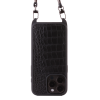 Iphone 15 Pro   Case   Sustainable Alligator Leather   Sling   Black   No Metalware   Versailles   Front