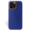 Iphone 15 Pro Max Case   Alligator Leather   Premium   Royal Blue   Gold Metalware   Versailles   Front