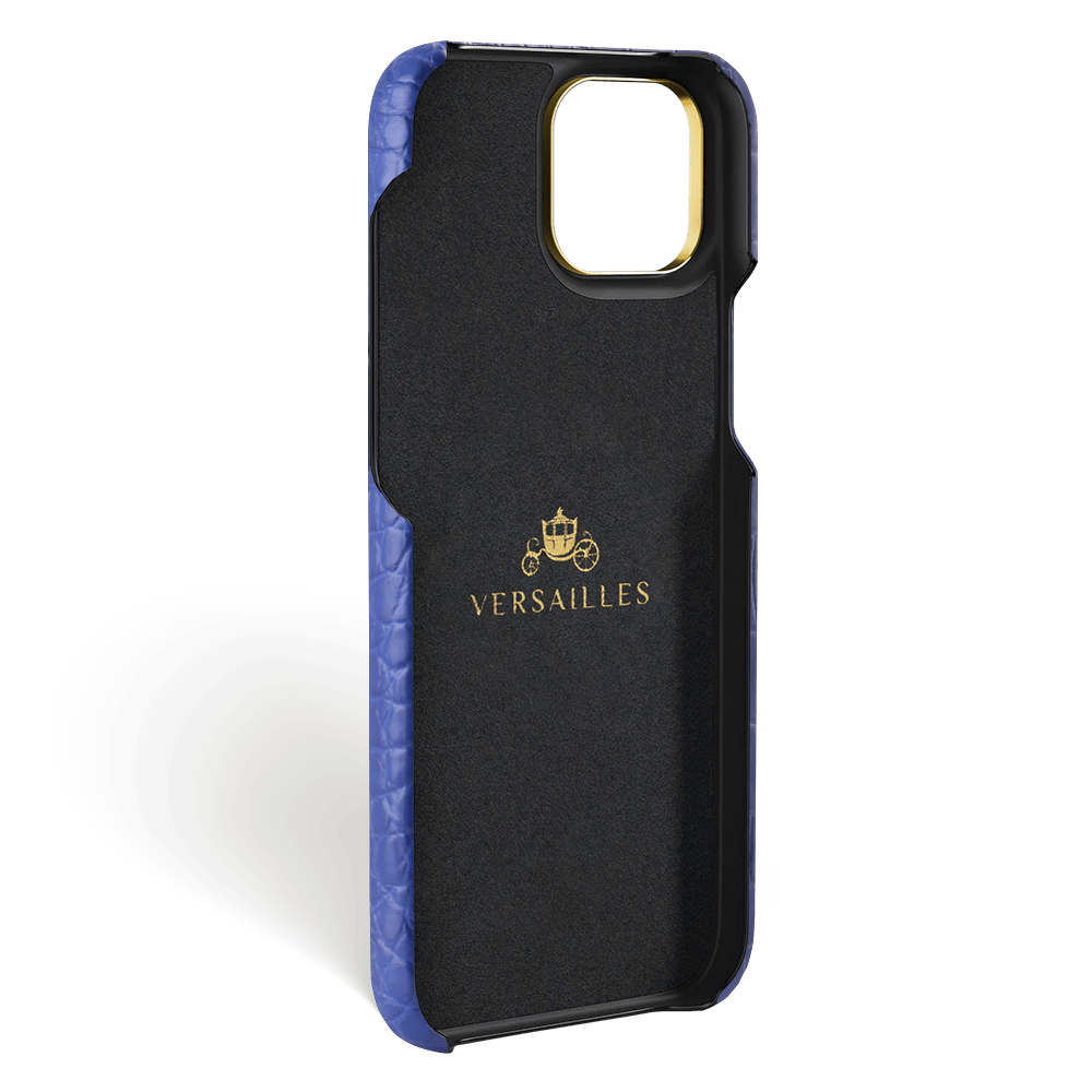 Iphone 15 Pro Max Case   Alligator Leather   Premium   Royal Blue   Gold Metalware   Versailles   Inside Iphone 15 Pro Max Case   Alligator Leather   Premium   Royal Blue   Gold Metalware   Versailles   Inside